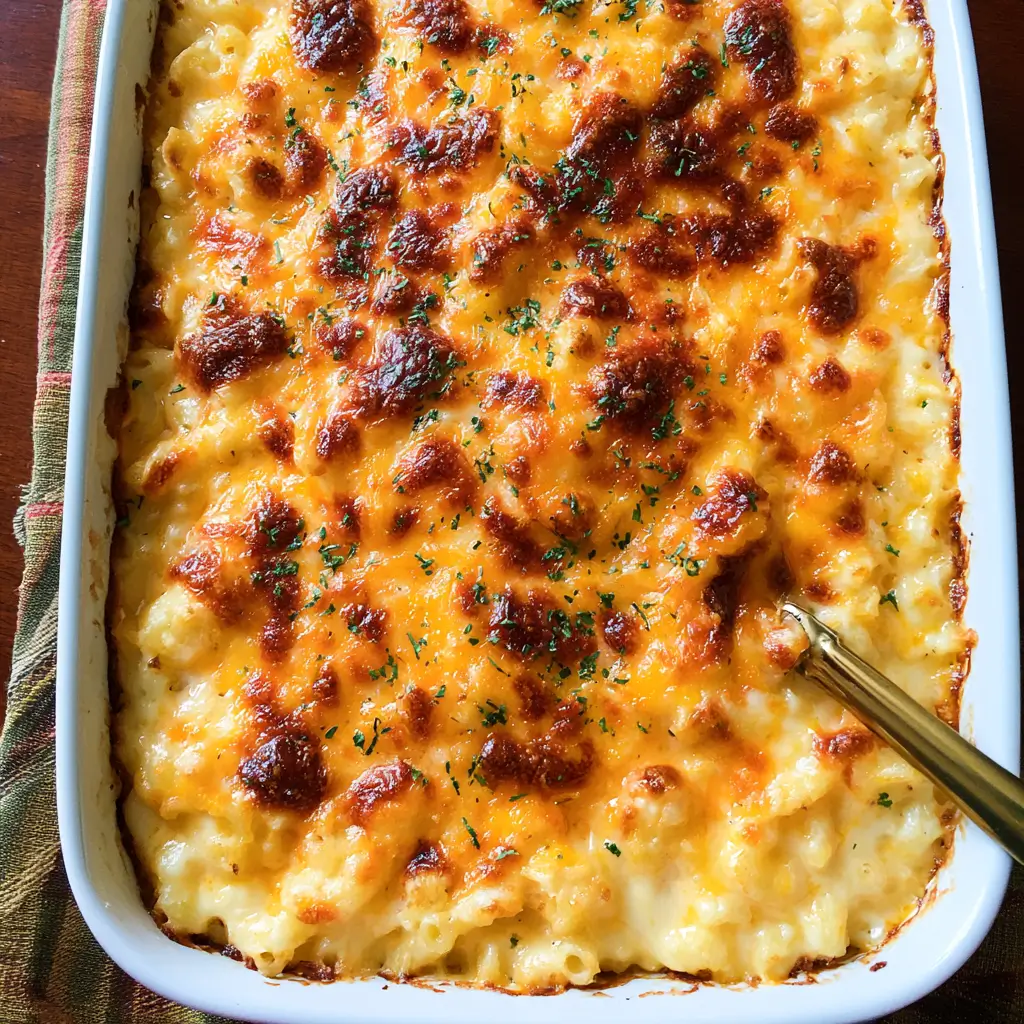 Deliciously creamy Baked Macaroni and Cheese topped with a crunchy Panko-Parmesan layer.
