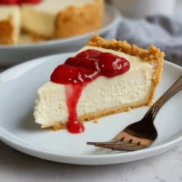 Delicious cream cheese pie with a graham cracker crust and fruit topping