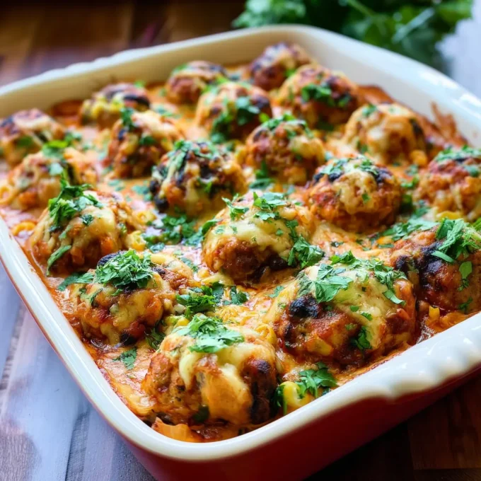 These baked enchilada meatballs are saucy, cheesy, and full of bold Mexican-inspired flavor.