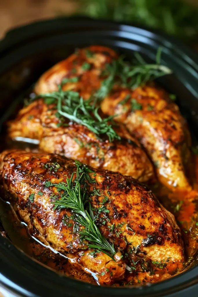 Juicy Slow Cooker Chicken Breast recipe, perfect for easy meals and sandwiches.