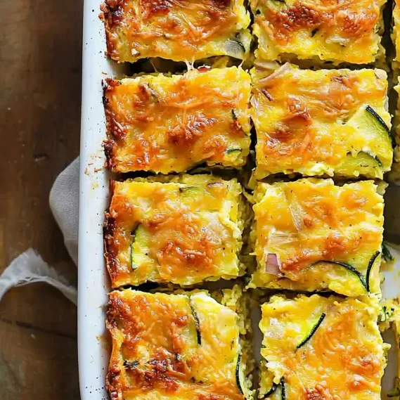 Delicious and Easy Vegetarian Zucchini Slice packed with eggs, cheese, and bacon - a classic Australian recipe.