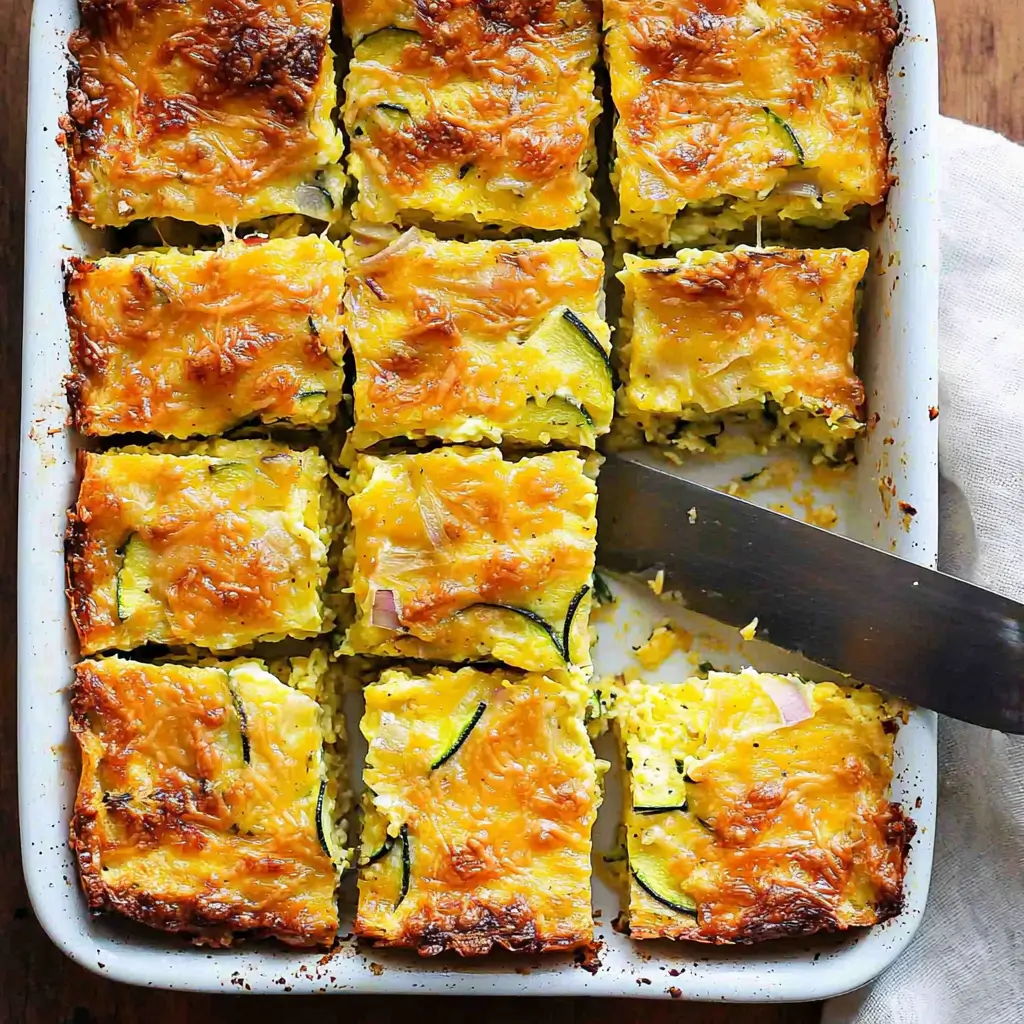 Delicious and Easy Vegetarian Zucchini Slice packed with eggs, cheese, and bacon - a classic Australian recipe.