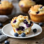 Delicious Blueberry Cream Cheese Muffins with juicy berries and cream cheese filling.
