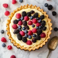 Delicious Summer Berry Tart with a buttery crust and fresh berries on top