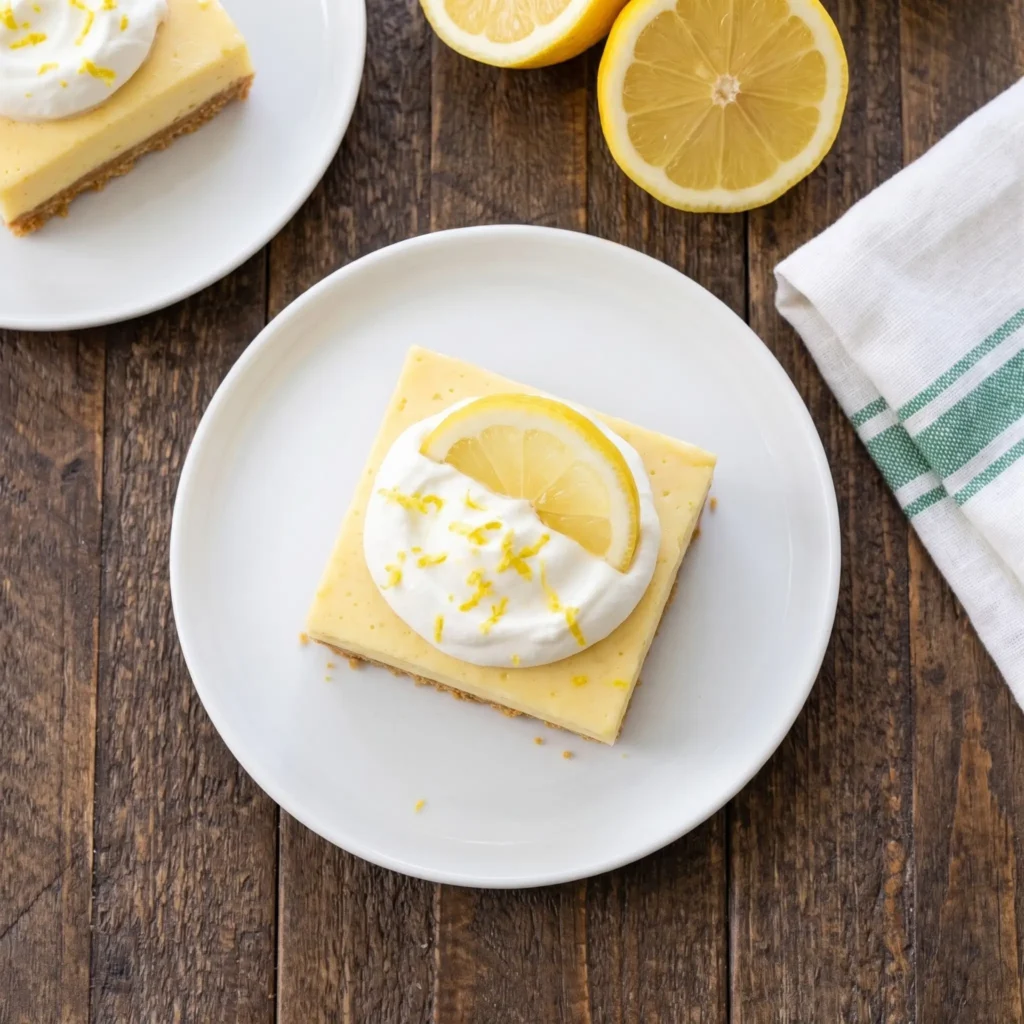 Creamy Lemon Bars on a cooling rack with a buttery crust, smooth lemon filling, and fresh lemon slices